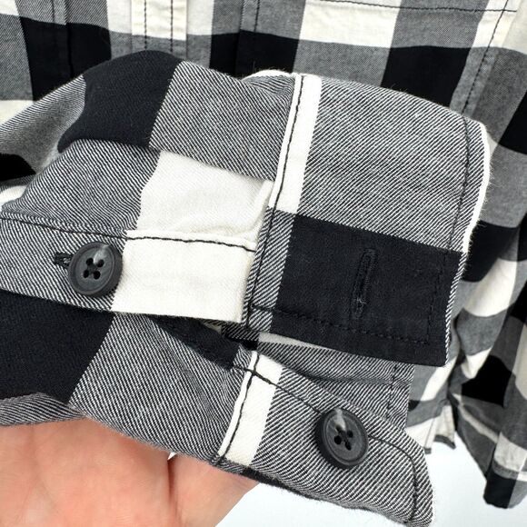 MADEWELL Black White Buffalo Plaid Button Down Shirt Jacket Shacket Size S Small - Picture 4 of 7